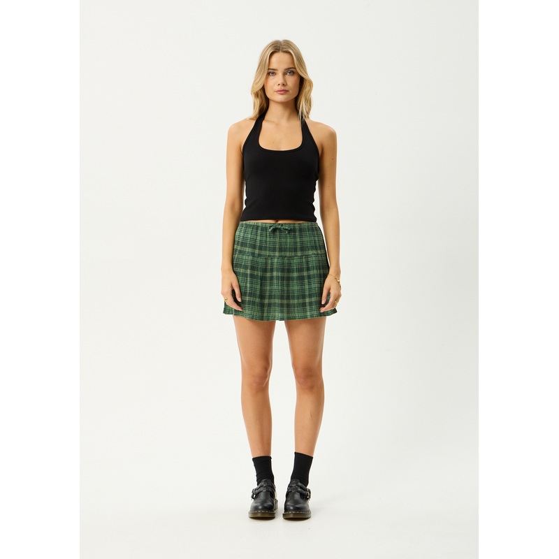 AFENDS Womens Lonnie – Seersucker Mini Skirt – Hunter Green