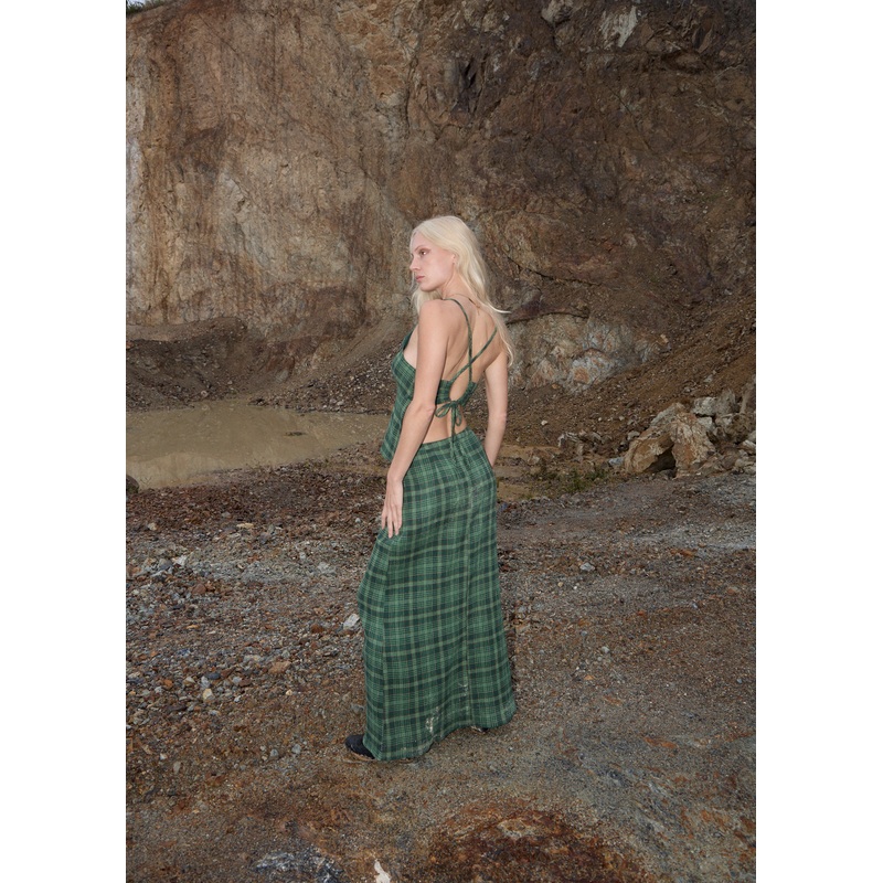 AFENDS Womens Lonnie Strappy – Seersucker Top – Hunter Green