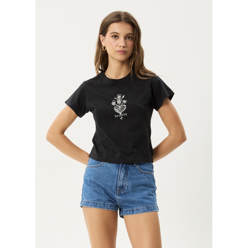 AFENDS Womens Maisie – Baby Tee – Stone Black
