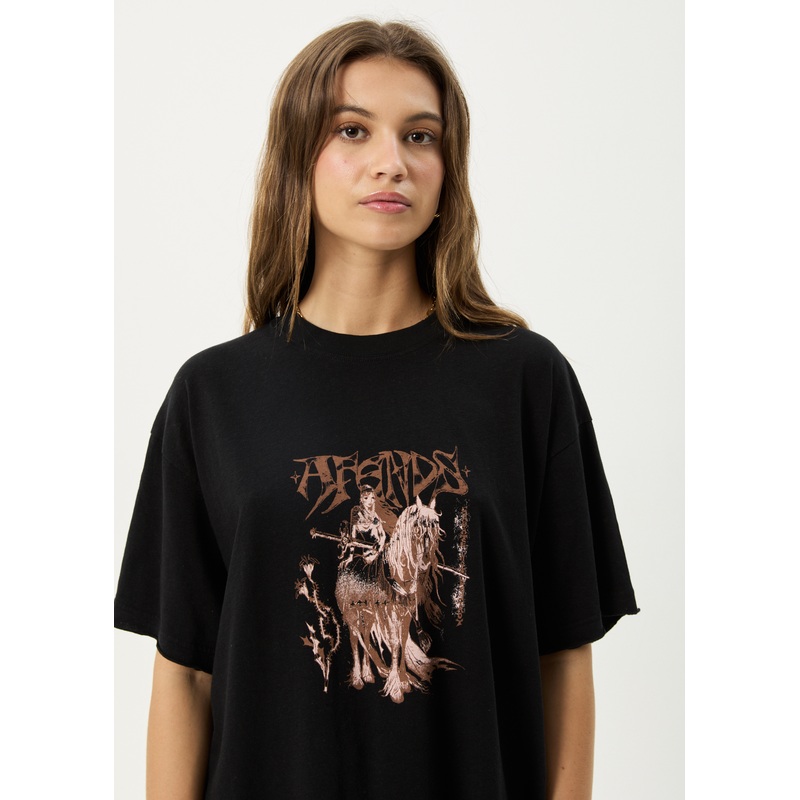 AFENDS Womens Shield Maiden – Oversized Tee – Black