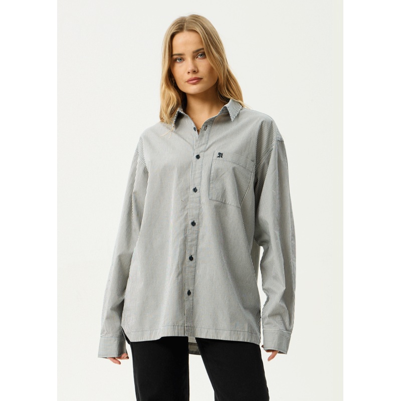 AFENDS Mens Bats – Oversized Striped Long Sleeve Shirt – Fuel