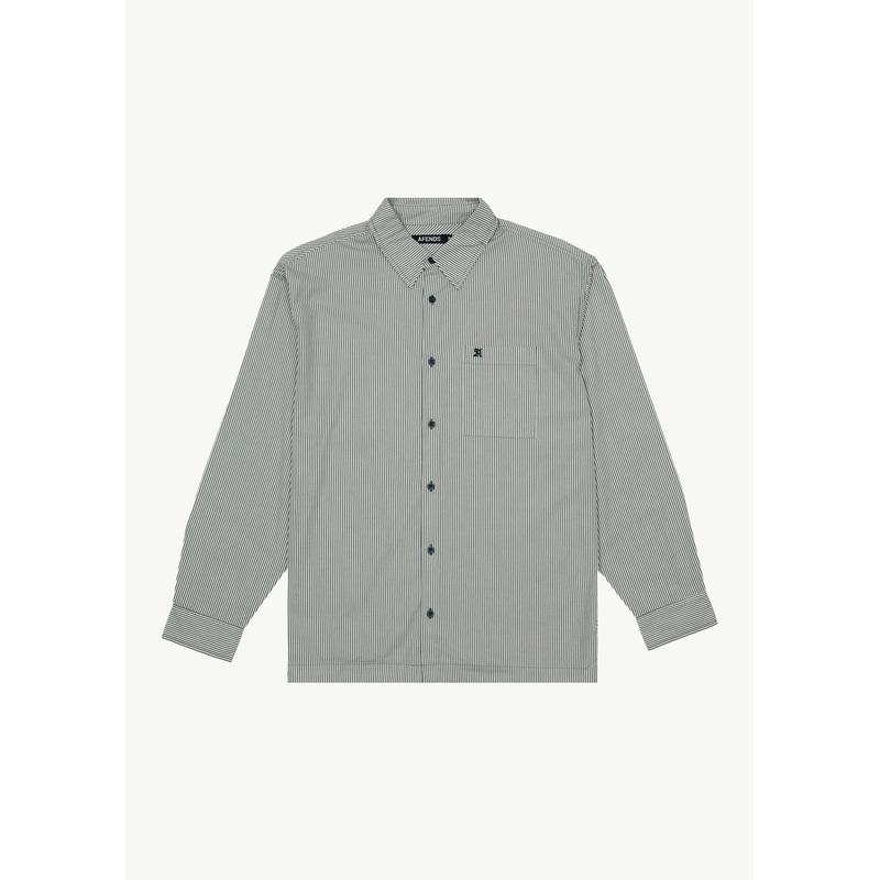 AFENDS Mens Bats – Oversized Striped Long Sleeve Shirt – Fuel