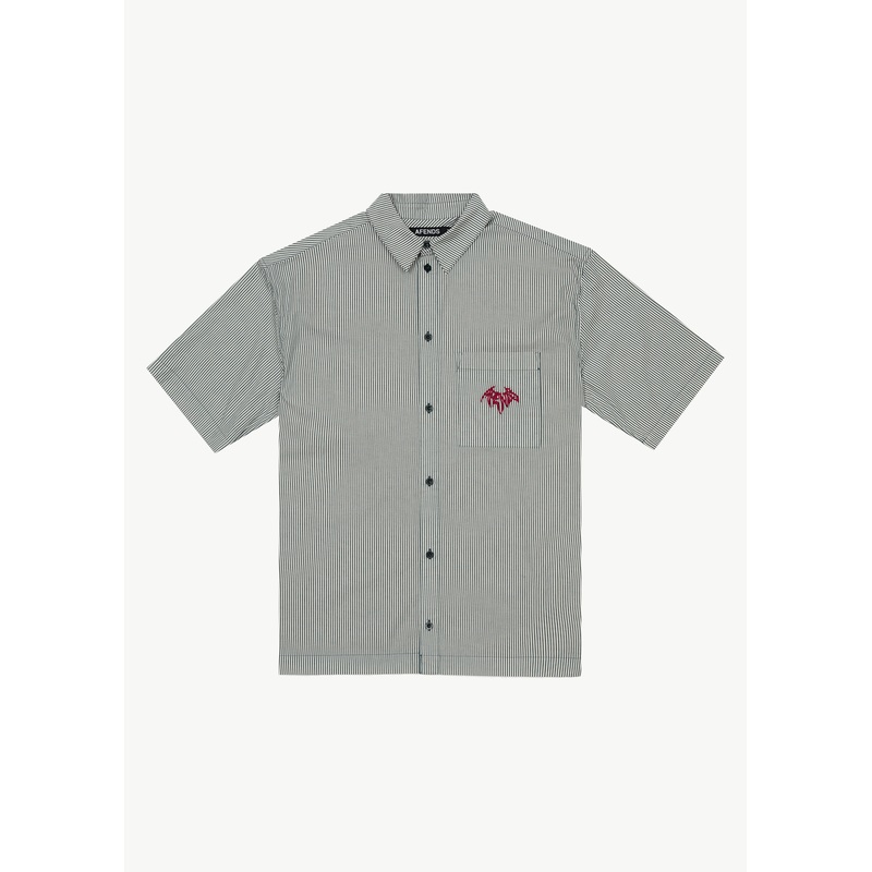 AFENDS Mens Bats – Striped Short Sleeve Shirt – Fuel