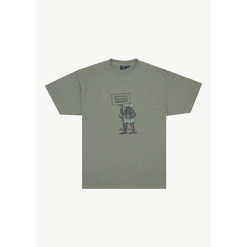 AFENDS Mens Hitching – Boxy Tee – Washed Sycamore