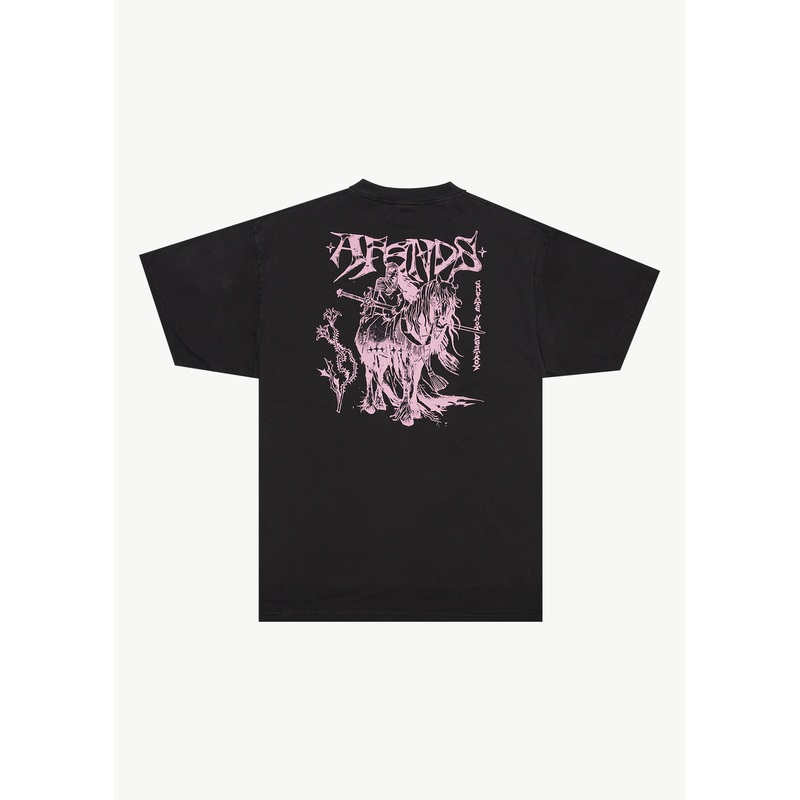 AFENDS Mens Horsey – Boxy Tee – Stone Black