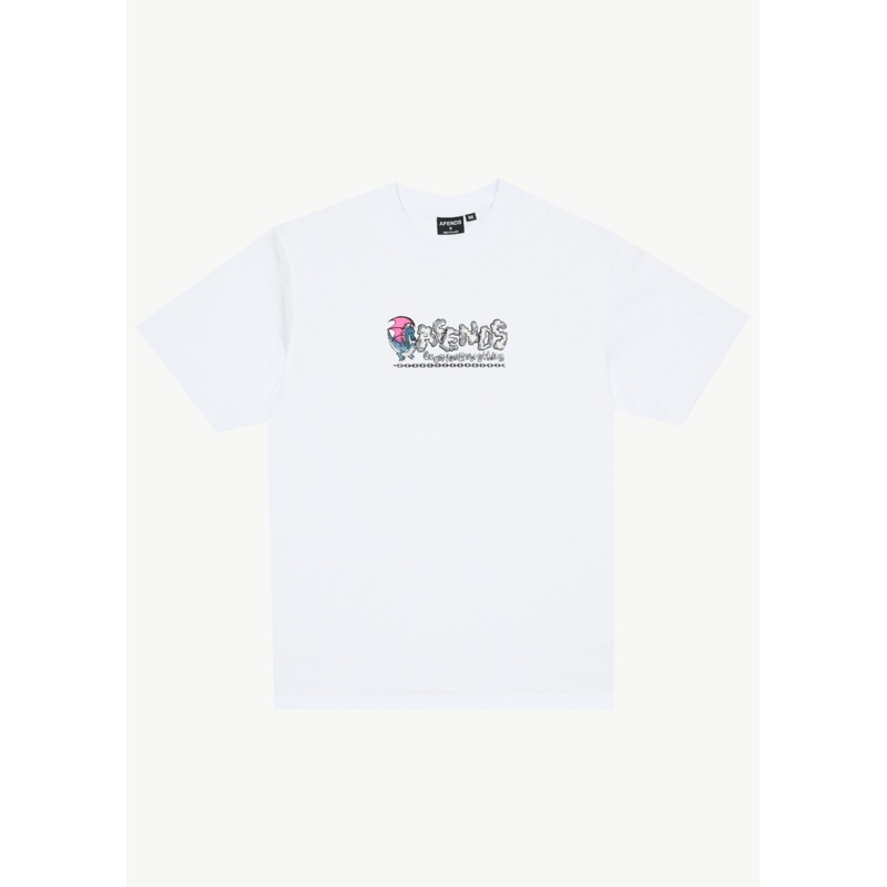 AFENDS Mens Huffenpuff – Retro Tee – White