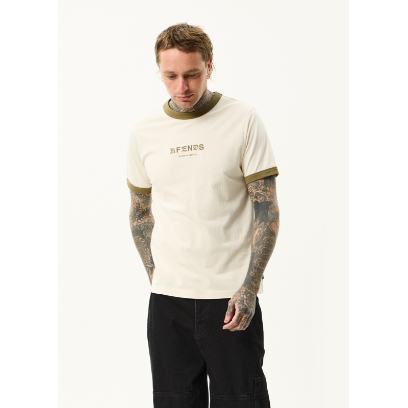 AFENDS Mens Mix Up – Ringer Tee – Moonbeam