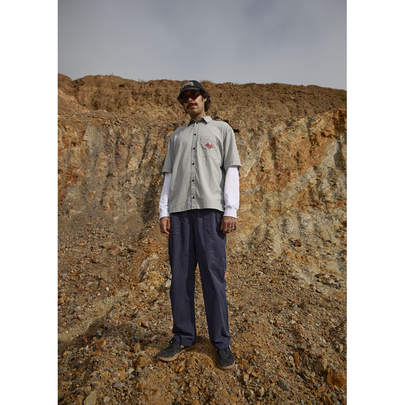 AFENDS Mens Overdie Glider – Overdyed Pleated Pant – Deep Sea