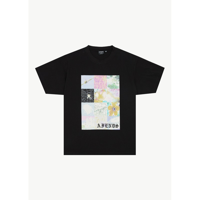 AFENDS Mens Sadworld – Heavyweight Boxy Tee – Black