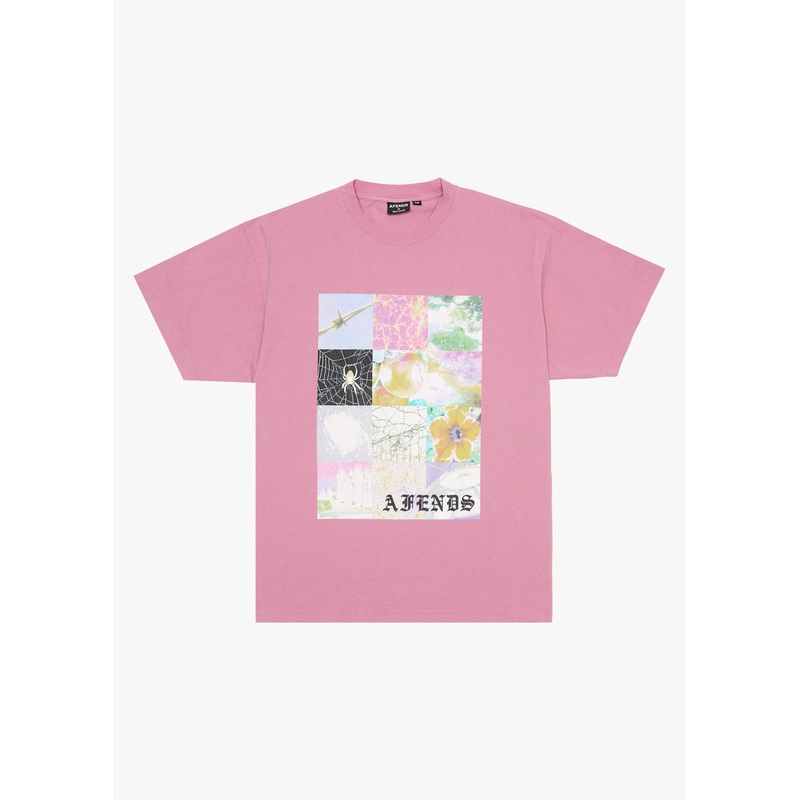 AFENDS Mens Sadworld – Heavyweight Boxy Tee – Washed Marrakesh