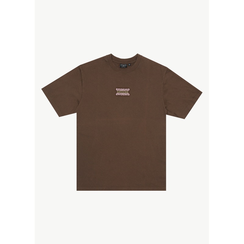 AFENDS Mens Sixsixsix – Retro Tee – Coffee
