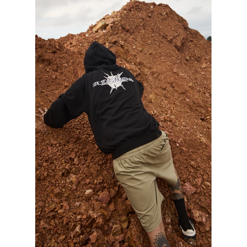 AFENDS Mens Spiked – Zip Hood – Black