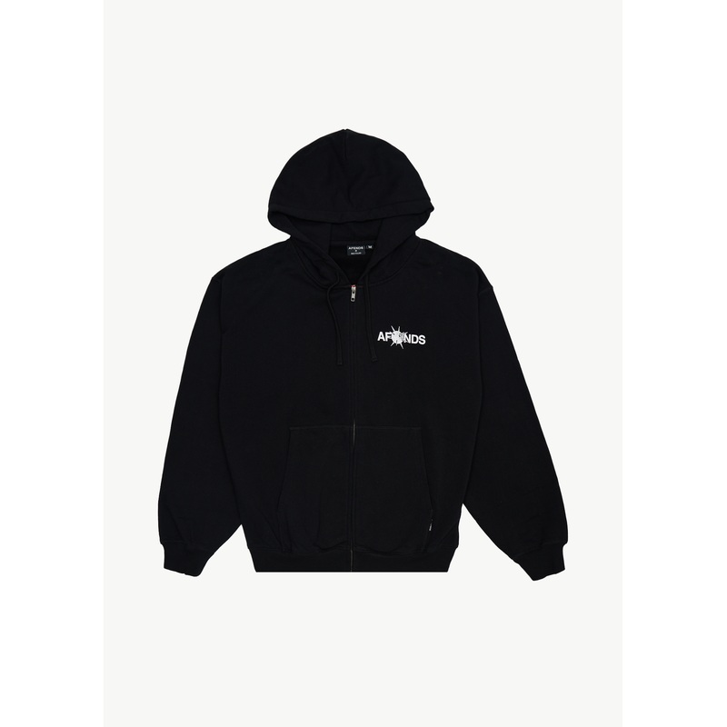 AFENDS Mens Spiked – Zip Hood – Black