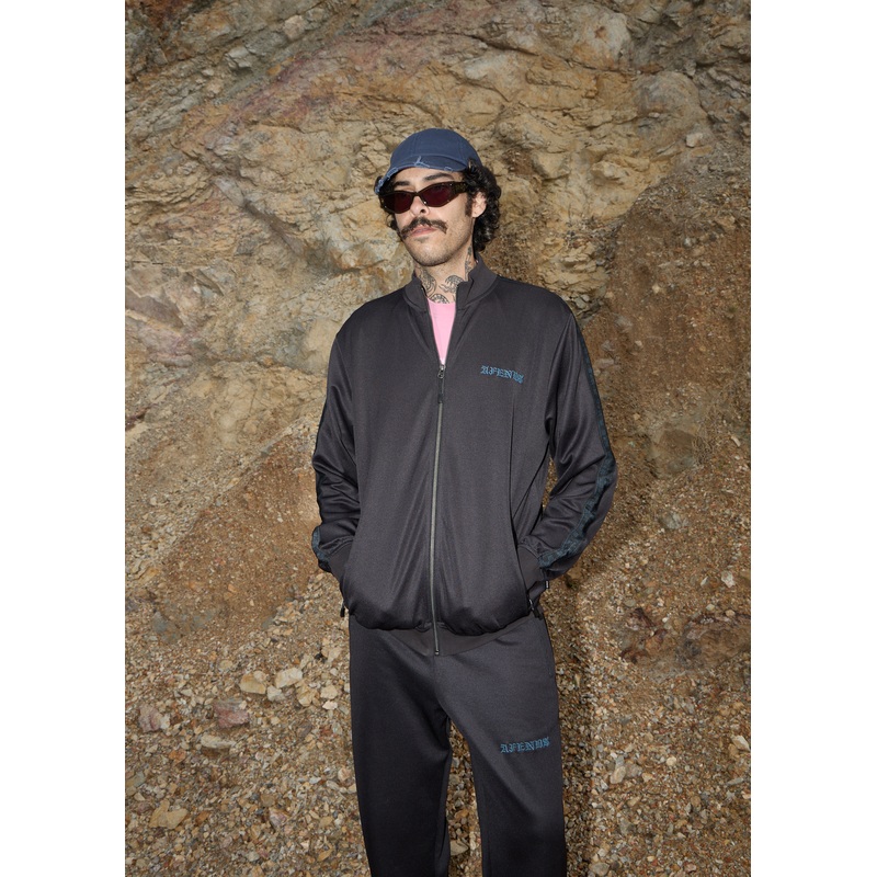AFENDS Mens Spinal – Track Zip Up Jacket – Black