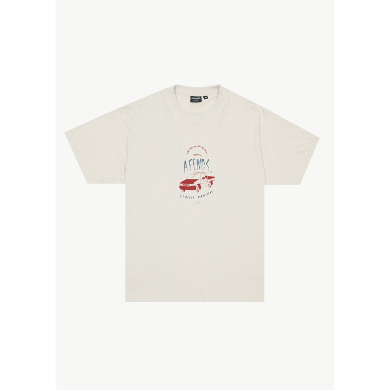 AFENDS Mens Trayback – Boxy Tee – Moonbeam