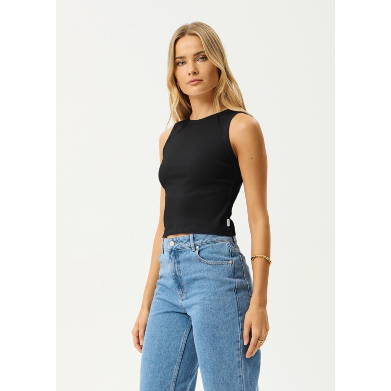 AFENDS Womens Charlie – Rib Singlet – Black