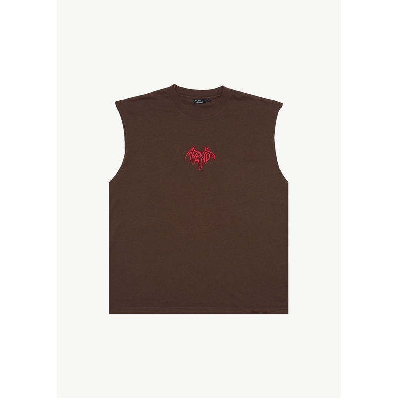 AFENDS Mens Bats – Sleeveless Tee – Coffee