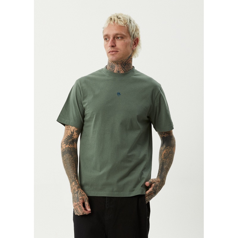 AFENDS Mens Flame – Retro Tee – Sycamore