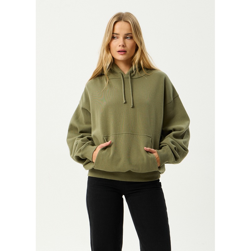 AFENDS Mens Genesis – Boxy Hoodie – Military
