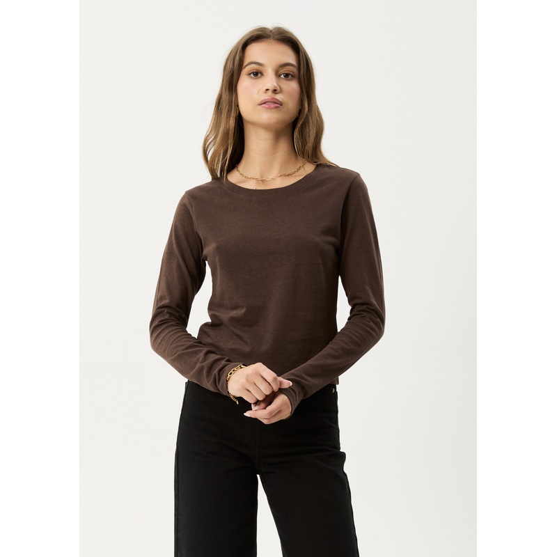 AFENDS Womens Elevate – Long Sleeve Tee – Coffee