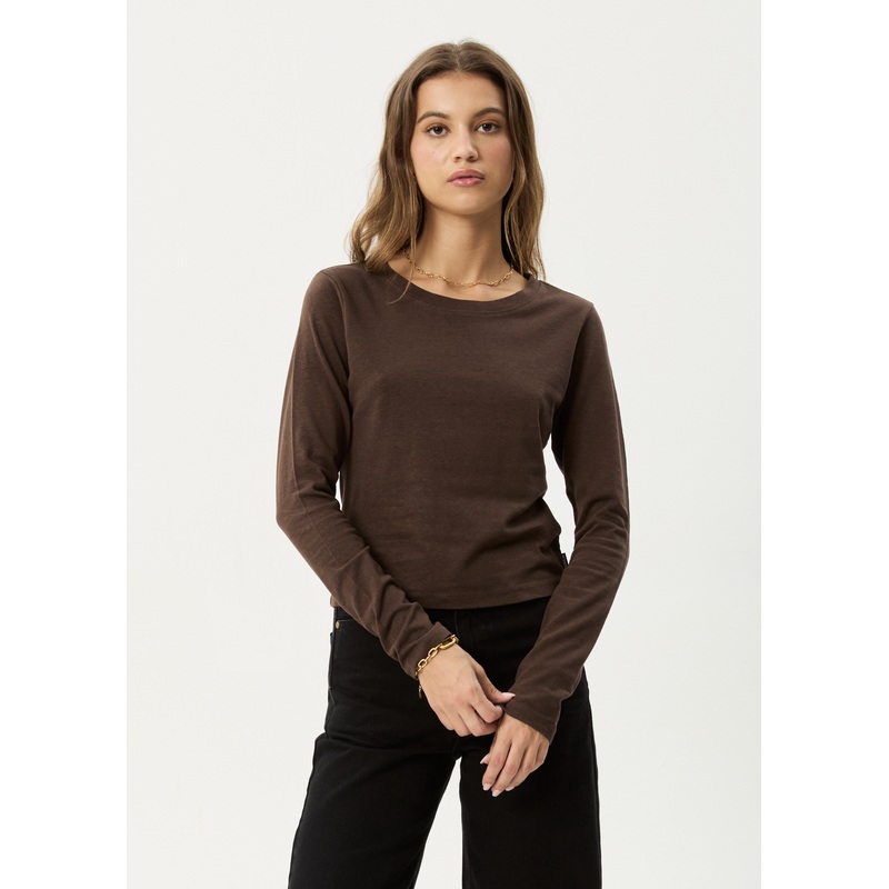 AFENDS Womens Elevate – Long Sleeve Tee – Coffee