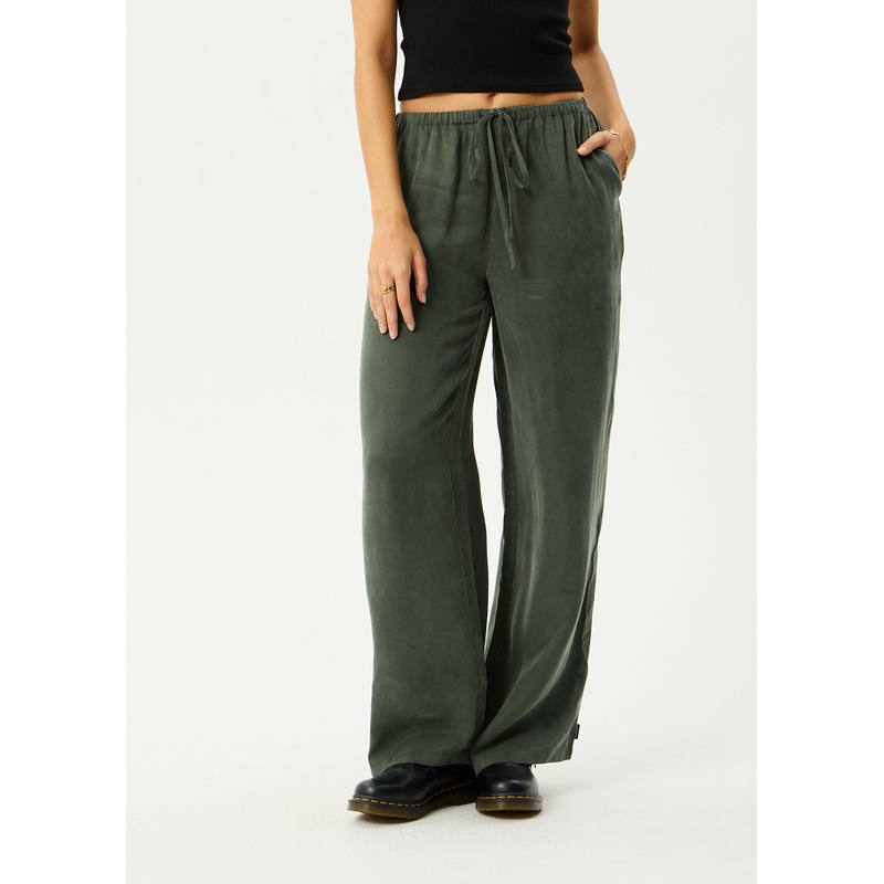 AFENDS Womens Gerry – Cupro Pant – Deep Green