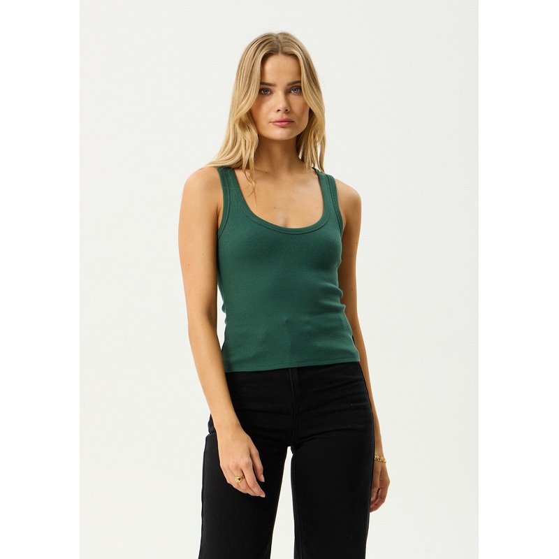 AFENDS Womens Layden – Rib Singlet – Hunter Green