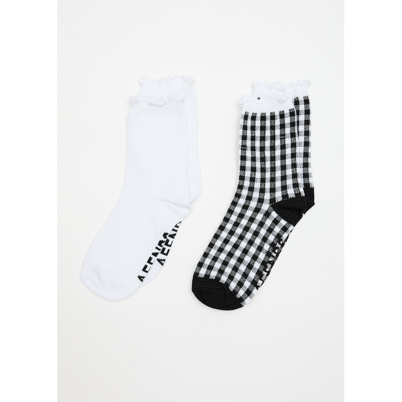 AFENDS Womens Rowan – Socks Two Pack – Black Check