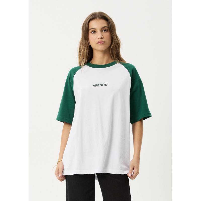 AFENDS Womens Ryan – Oversized Raglan Tee – Hunter Green