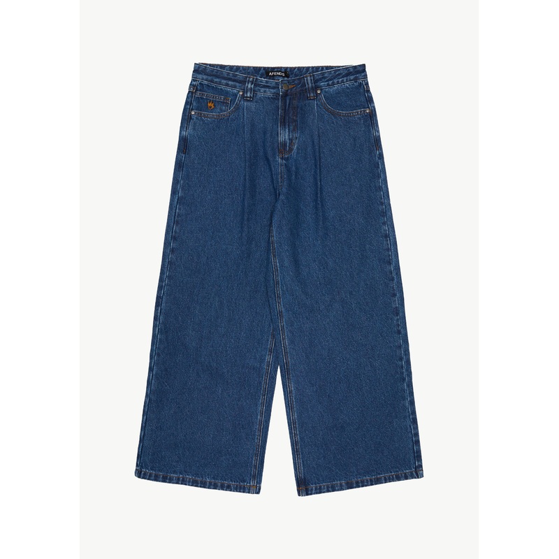 AFENDS Mens Fast Forward – Denim Ultra Baggy Jean – Authentic Blue