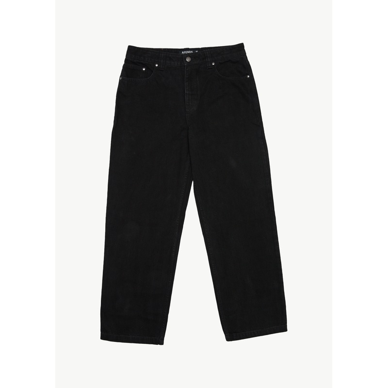 AFENDS Mens Ninety Twos – Denim Relaxed Jean – Washed Black