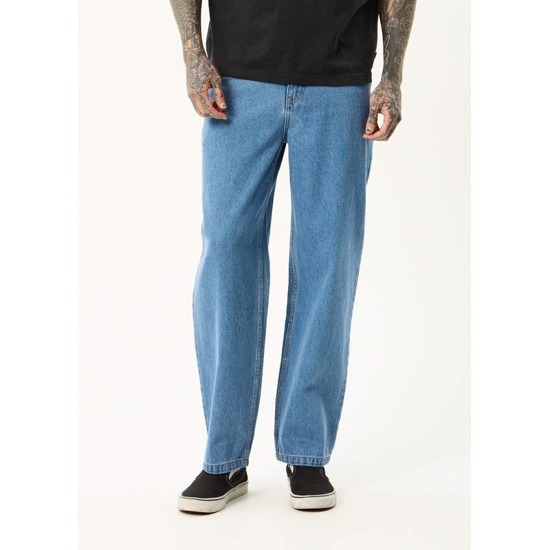 AFENDS Mens Ninety Twos – Denim Relaxed Jean – Worn Blue