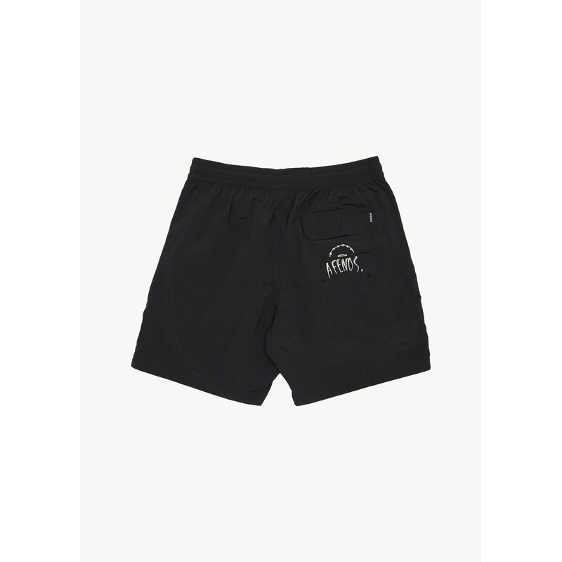 AFENDS Mens Trayback – Baywatch Swim Short 18 – Black