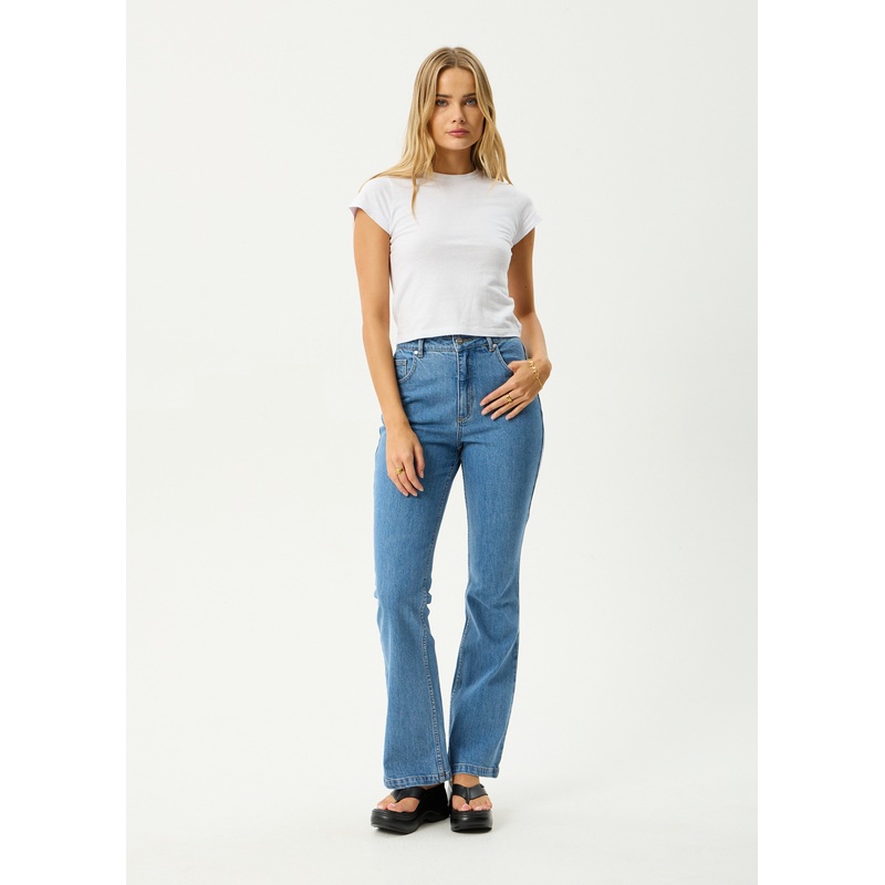 AFENDS Womens Cassidy – Bootcut Jean – Worn Blue