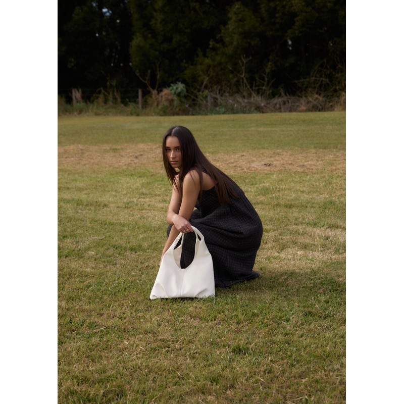 AFENDS Womens Dusk – Seersucker Check Midi Dress – Black Check