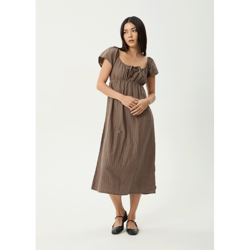 AFENDS Womens Hometown – Midi Dress – Coffee