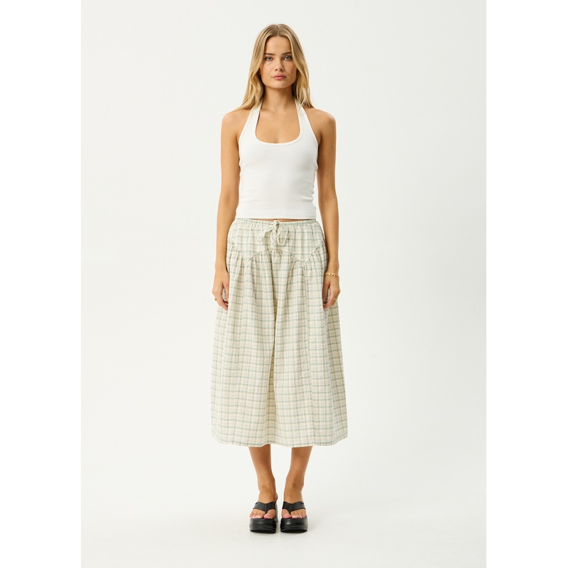 AFENDS Womens Legacy – Check Midi Skirt – Boa Check