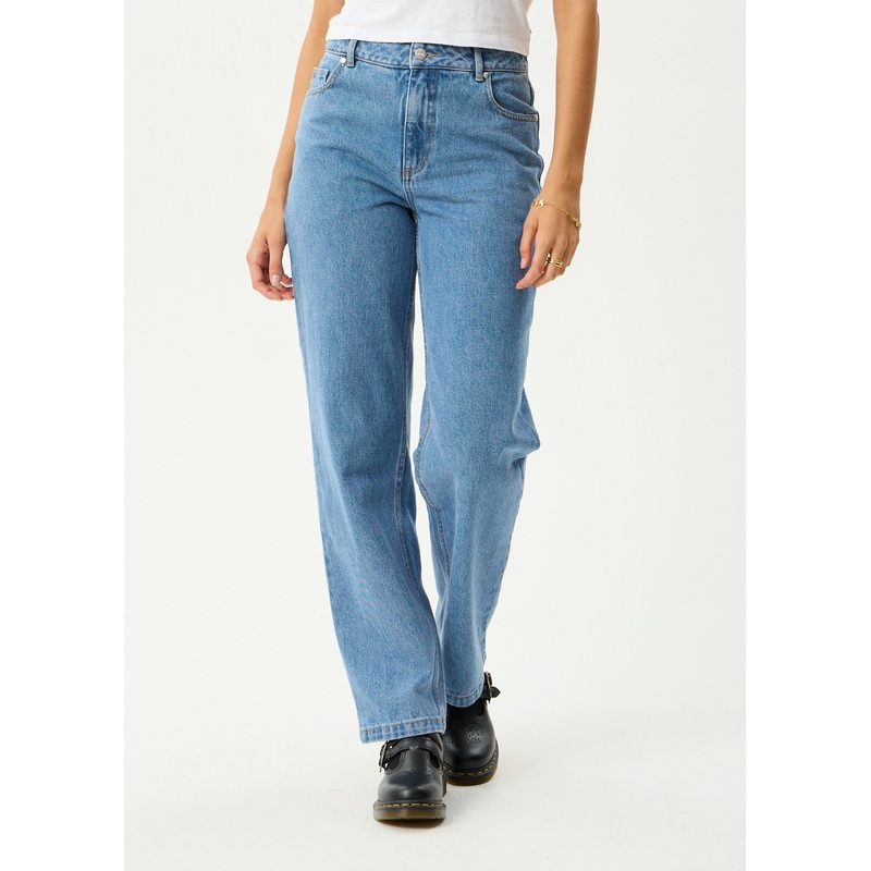AFENDS Womens Leila – Straight Leg Jean – Worn Blue