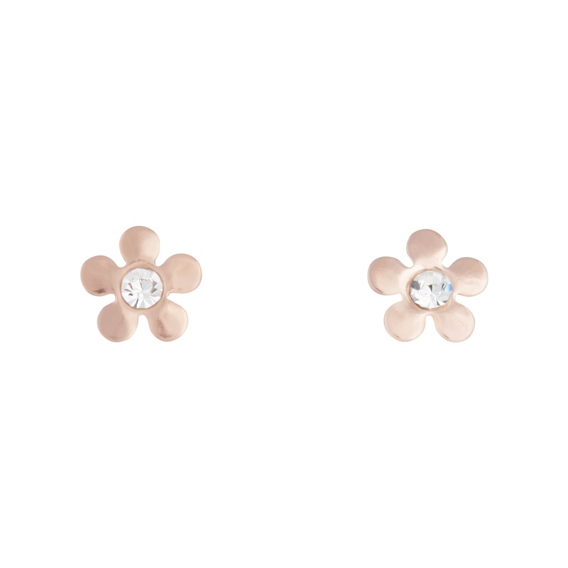 Rose Gold 70’s Diamante Flower Stud Earrings
