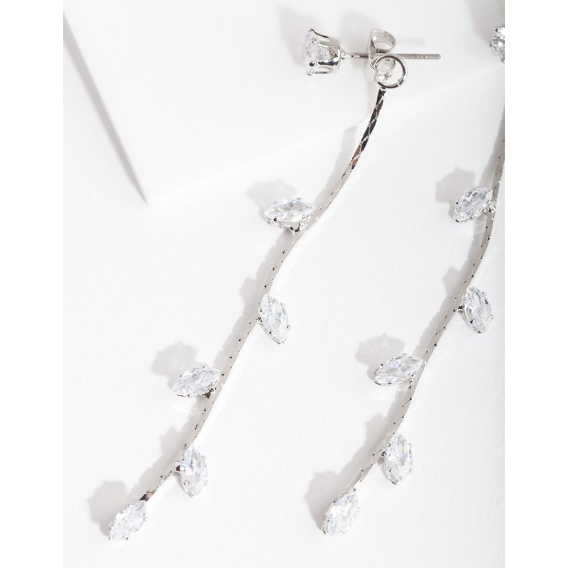 Cubic Zirconia Floral String Earrings