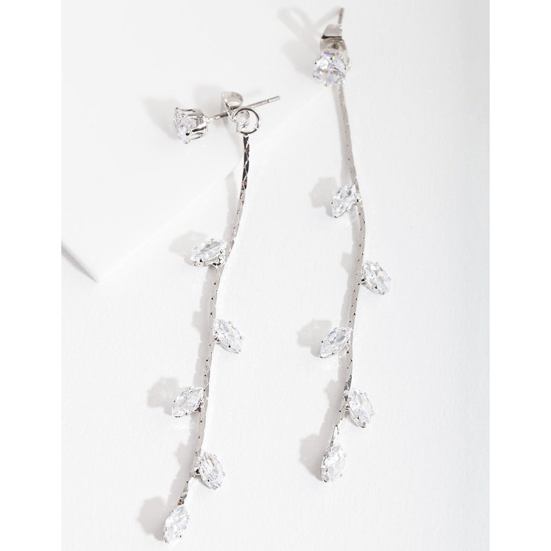 Cubic Zirconia Floral String Earrings
