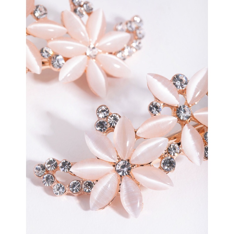 Diamante Cats-Eye Multi Flower Clip