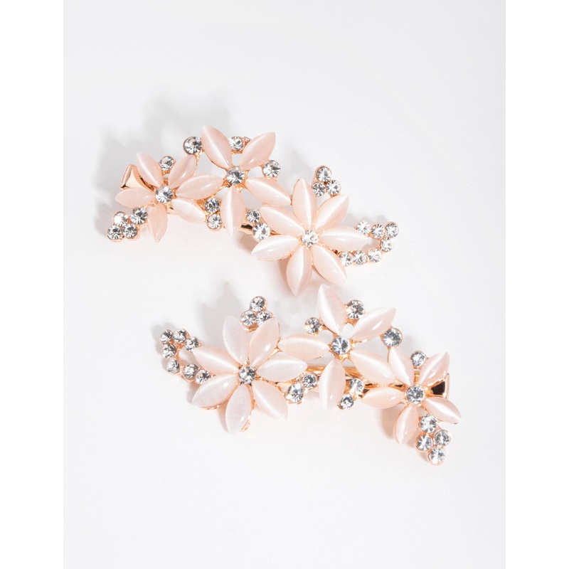 Diamante Cats-Eye Multi Flower Clip