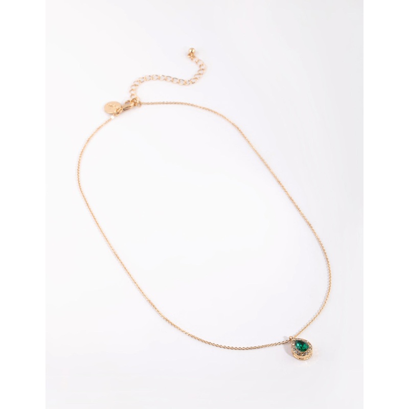 Gold Diamante Teardrop Necklace