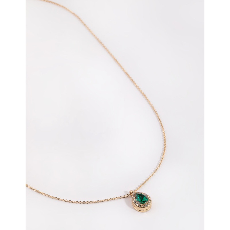 Gold Diamante Teardrop Necklace