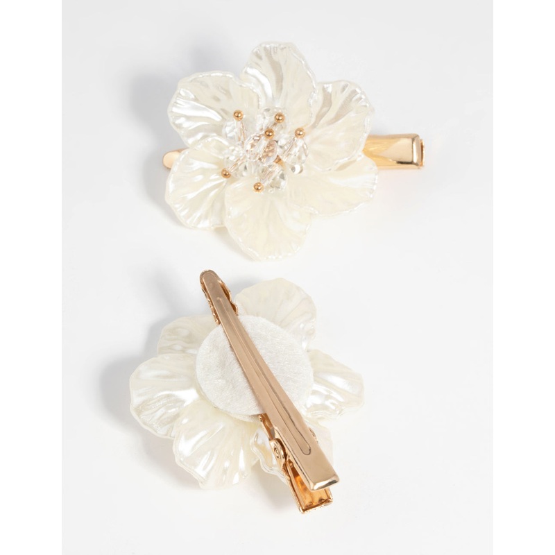Gold Pearlised Flower Clip