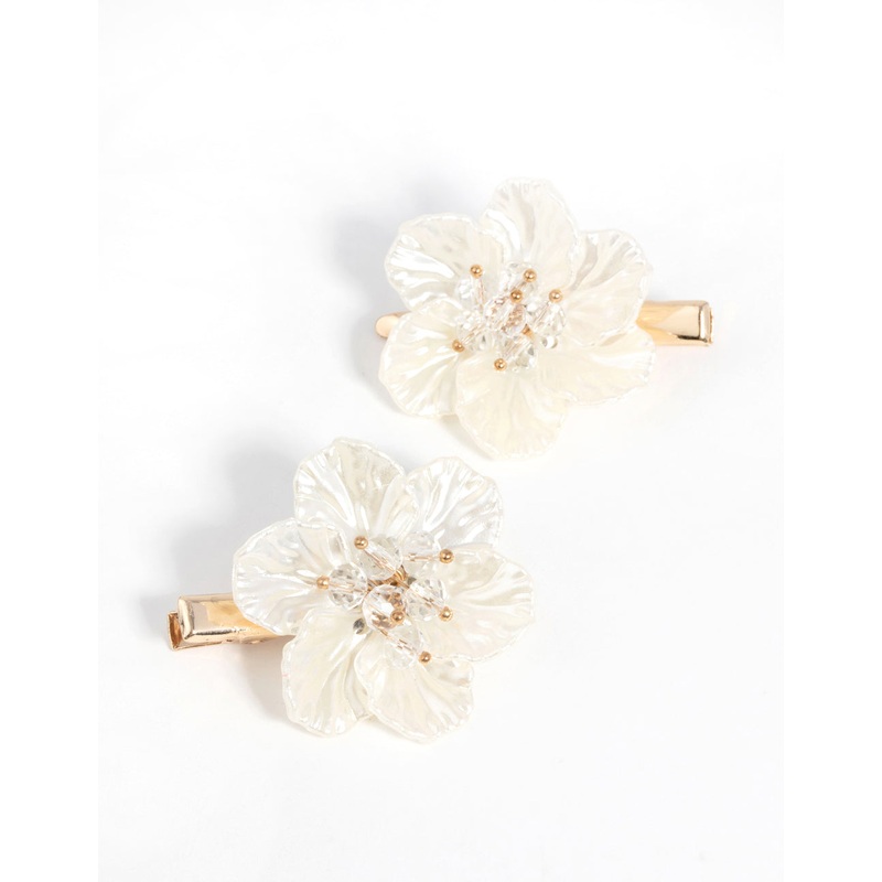 Gold Pearlised Flower Clip