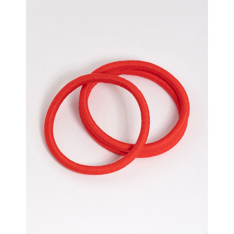 Red Fabric Classic Hair Tie Pack