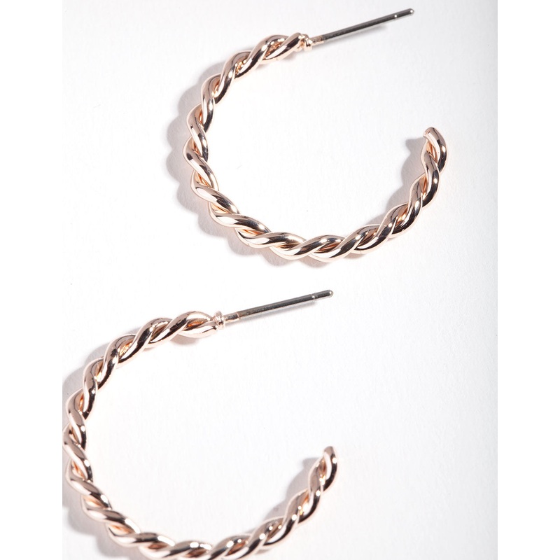 Rose Gold Twisted Hoop Earrings