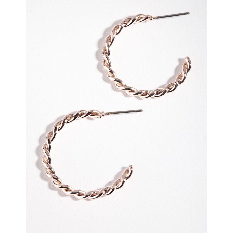 Rose Gold Twisted Hoop Earrings